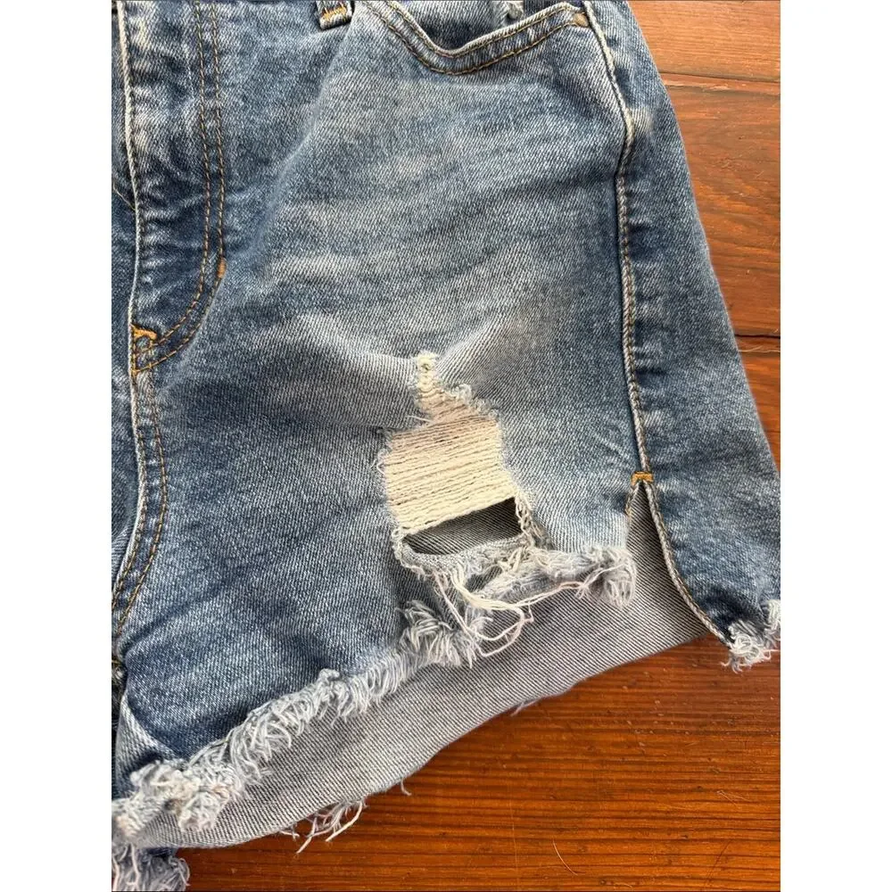 Vintage 90's Y2K Guess hi rise distressed cutoff denim jean shorts sz 26